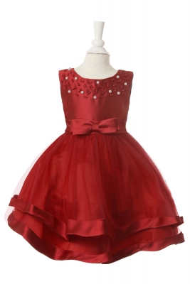 Girls Dress Style 10008 - Elegant Sleeveless Infant Dress with Pearl Details in Choice of Color